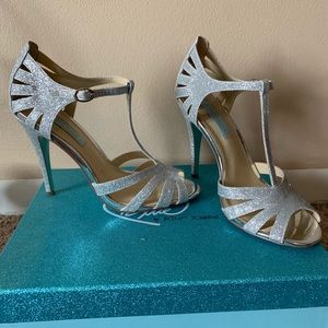Silver Glitter Prom Heels